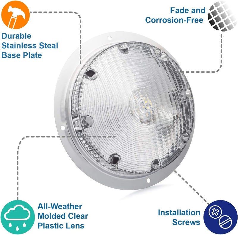 Lumitronics RV Trailer Camper 5th Wheel LED Round Surface Mount Scare Light, Mounting Gasket Included - Image 3